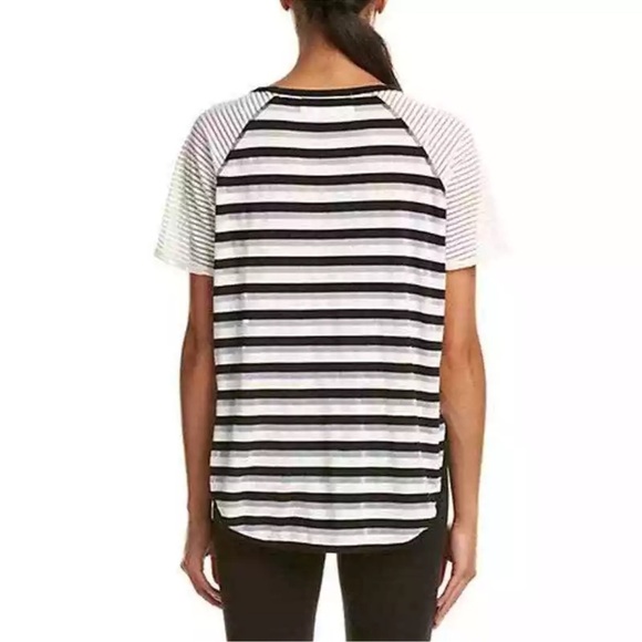 DEREK LAM | 10C Athleta Mesh Striped Raglan Tee Black White Short Sleeve Small - Picture 2 of 8
